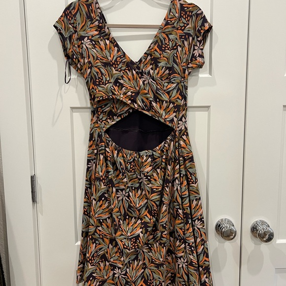 Pact Womens Colorful Flutter Sleeve Knee Length Fit & Flate Dress Size Large - Picture 2 of 8